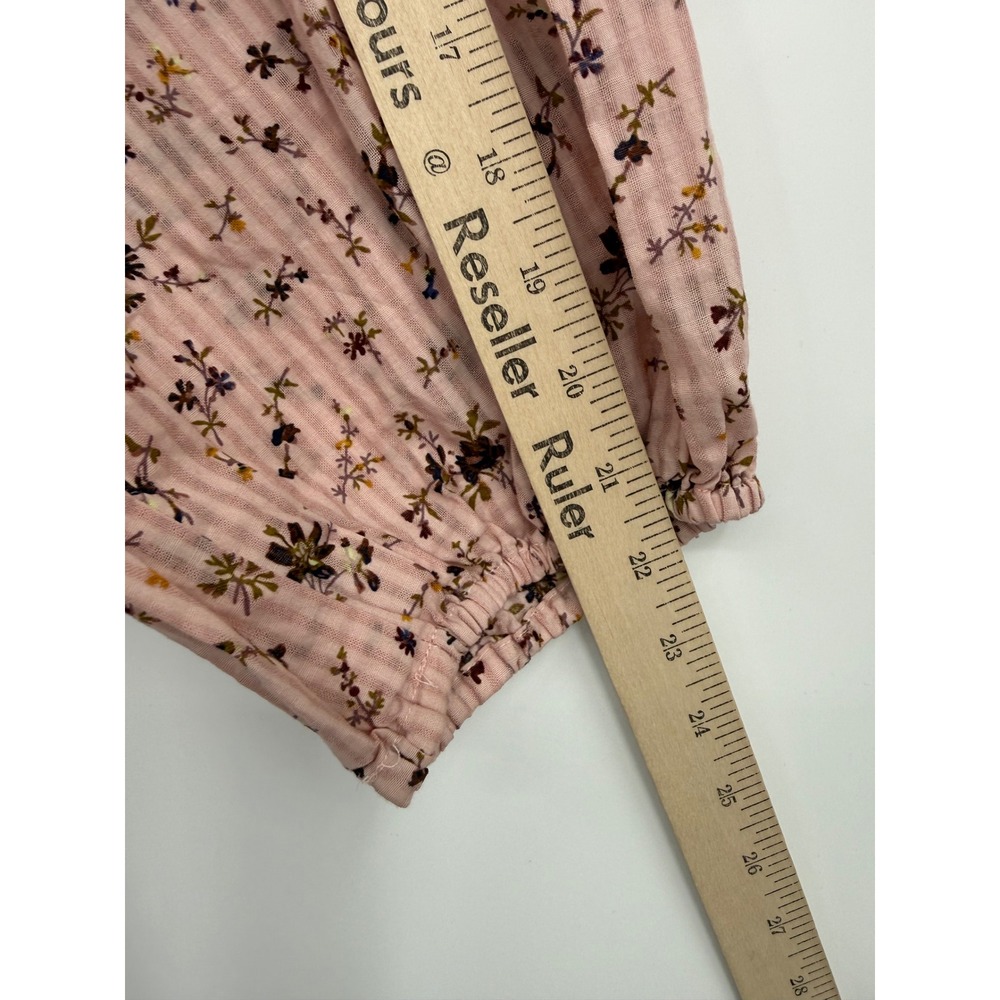 Madewell Shirt XXL Pink Floral Peplum Smocked Waist Long Sleeve Cotton NEW - Picture 5 of 8